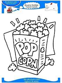 Çocuklar İçin Popcorn Boyama Sayfaları 